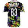 Black psychedelic rave jersey back view with number 83 and Gareth Emery text