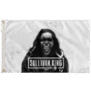 Black and white rave flag with screaming face photo and Sullivan King wordmark, front view