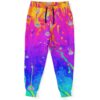 Melting liquid rave joggers in hot pink and orange front view with drawstring waist