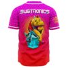 Back view showing bass-inspired cartoon creature graphic over geometric cube pattern with Subtronics text above