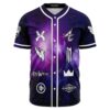 Front view of the cosmic galaxy rave baseball jersey with galaxy pattern and cosmic graphics
