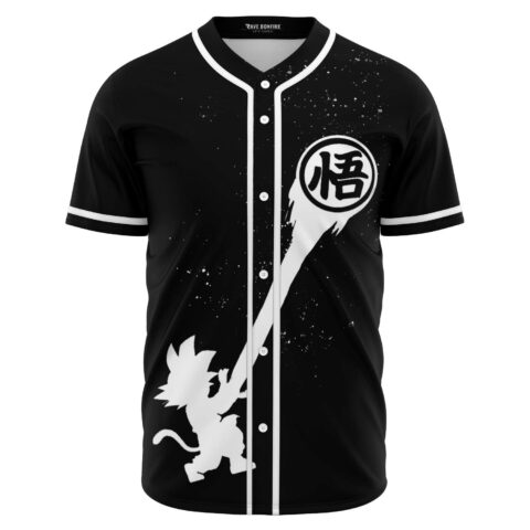 Black silhouette young warrior baseball jersey with energy blast front view