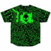 Neon green circuit board pattern covers the back with a glowing alien head chip design