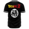 Back view of anime-inspired baseball jersey with bold text graphic and circle emblem