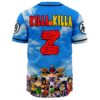 Back view of cloudy sky jersey with bold text and cartoon-style character lineup print