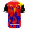Hard Street riot squad photo print in red blue and yellow on jersey back view