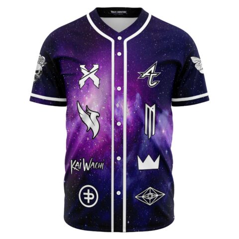 Front view purple galaxy custom jersey with cosmic design