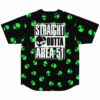 Black jersey back view with Straight Outta Area 51 text over green alien heads