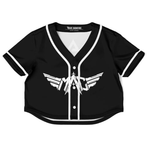 Black crop top jersey with white wing design on front