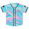 Pastel holographic oil swirl baseball jersey front view with GRiZ script logo