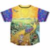 Psychedelic rave baseball jersey back view of yellow brick road with sun skull and van