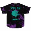 Black liquid marble jersey back view with teal dripping skull graphic and Skull Team text