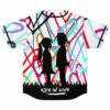 Kids in Love silhouette couple print on scribbled heart rave baseball jersey back view