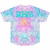 back view of pastel mushroom jersey with teal free your mind text print