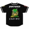 Cyclops Army soldier graphic on black rave baseball jersey with dripping Subtronics logo, back view
