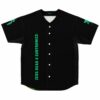 Black bass-inspired baseball jersey with green Zeds Dead x Subtronics text down front placket