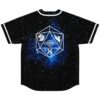 Back view of galaxy jersey featuring geometric icosahedron emblem with lion and eye symbols