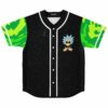 Cartoon-style skull jersey with green camo sleeves and starry black base front view