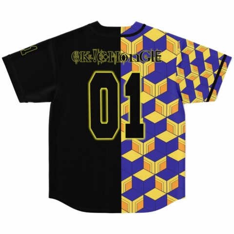 Back view of jersey showing OKICHONGIE text and 01 number on split cube print