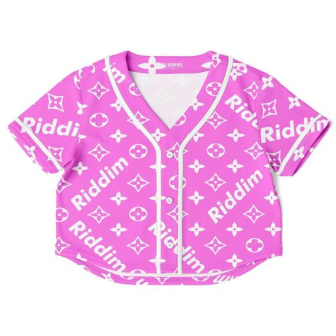 Cropped rave baseball jersey, flat front view
