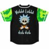 Back view of jersey reading Wubba Lubba dub dub with crossed bottle graphic
