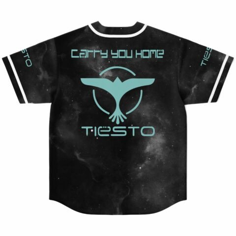 Back view of galaxy rave jersey with Carry You Home text and teal bird emblem
