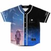 Split panel rave baseball jersey with anime-inspired sky and reaching hand graphic, front view