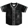 Black starry galaxy print rave baseball jersey with teal Tiesto logo front view