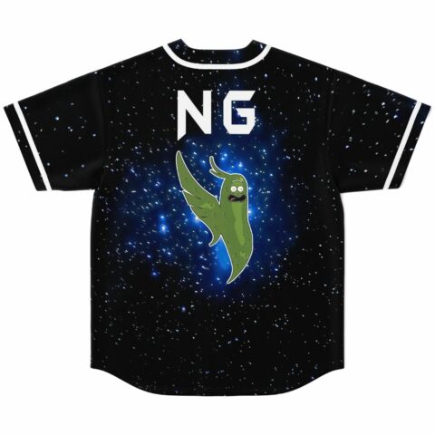 Back view of galaxy rave jersey showing NG text and winged pickle graphic