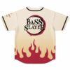 Bass Slayer logo on back of cream jersey above rising flame print