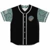Anime girl rave baseball jersey in black with mint geometric sleeve print front view