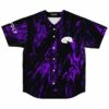 Purple liquid marble baseball jersey front with sleeping wolf patch and WOLF sleeve text