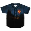 Flaming heart rave baseball jersey front view on navy smoke and ember print