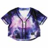 Cosmic purple rave cropped baseball jersey with black accents