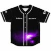 Purple galaxy nebula rave baseball jersey with RavEmpire and WolfPack text front view