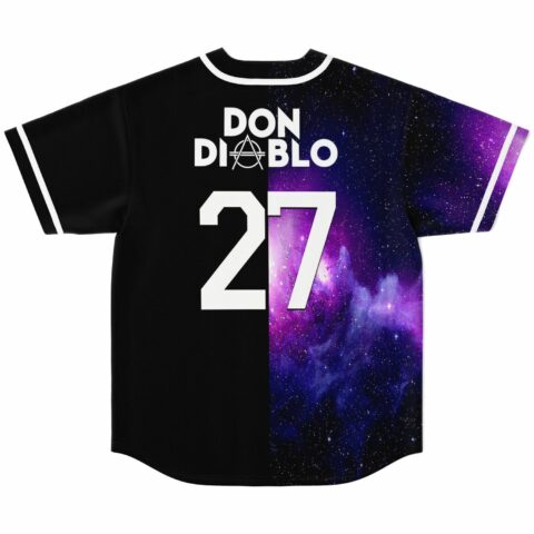 back view of black and galaxy split jersey with Don Diablo text and number 27