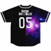 Black and purple galaxy jersey back with text and 05 number, back view