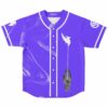 Purple rave baseball jersey with white phoenix and glowing hand design front view