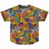 Back view of 60s psychedelic rave jersey showing trippy jellyfish and rainbow swirl pattern