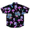 Back view of the vibrant mushroom design rave button-down shirt