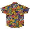Back view of the colorful abstract pattern rave button-down shirt