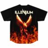 Black jersey back with bass-inspired phoenix graphic and text reading Illenium above flame hem