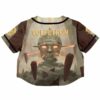 Colorful skull rave crop top with skull-themed graphic, back view
