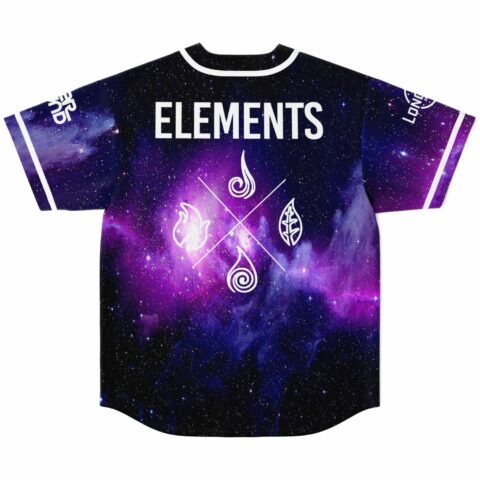 Cosmic space jersey back view with ELEMENTS text and fire water earth air symbols