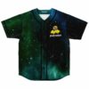 Green blue galaxy print rave baseball jersey with dripping cyclops chest logo and Subtronics text