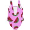 Watermelon slice print swimsuit back view showing deep scoop open back