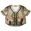 Colorful skull rave crop top with bold skull graphic, front view