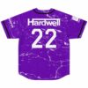 Purple marble rave baseball jersey back, bold number 22, text reading never die