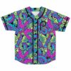 Neon paisley rave baseball jersey in magenta teal and lime with Pash Pete logo