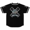 Xespria anime-inspired jersey back with geometric X logo and character graphic, laid flat